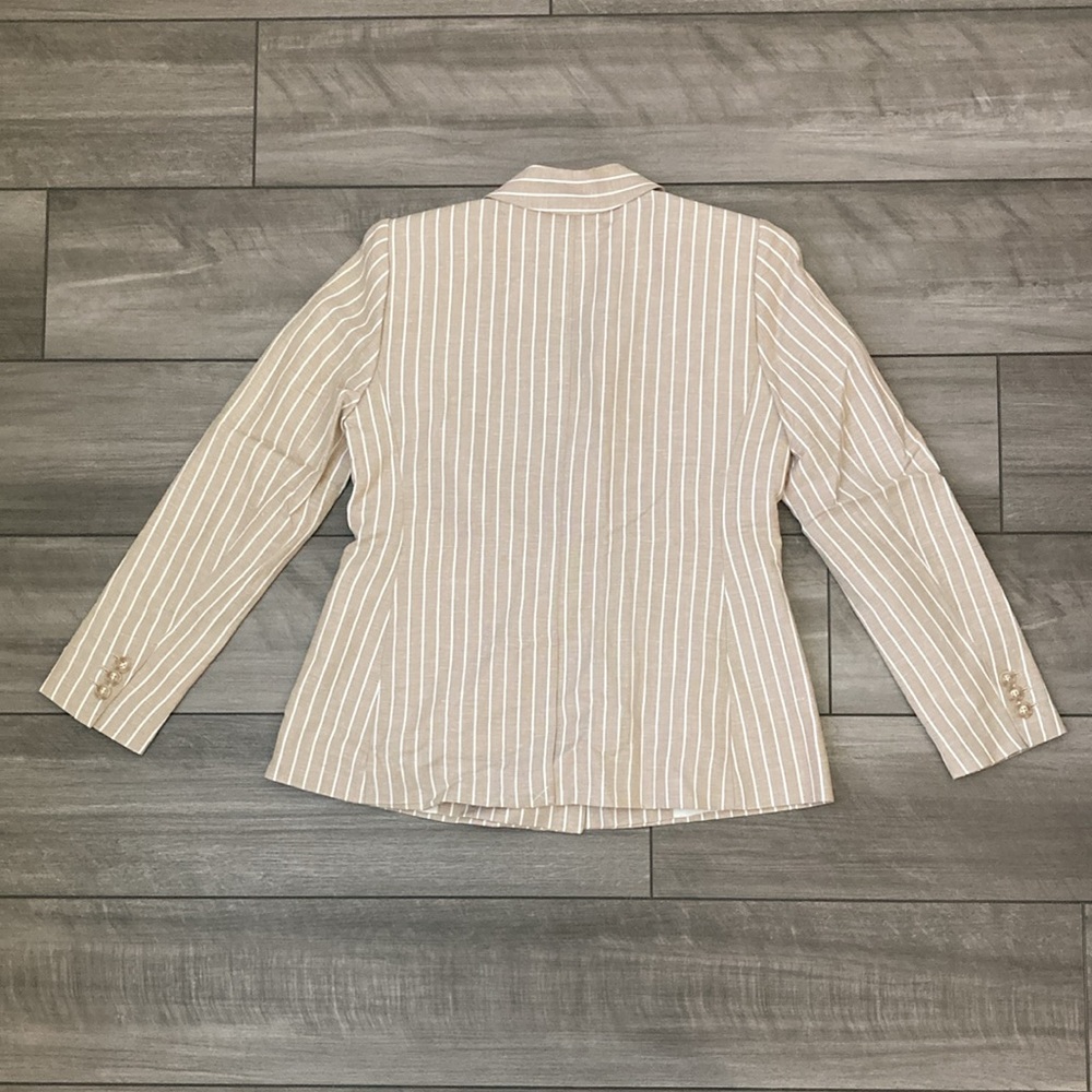 *NWOT* LOFT Petite Striped Linen Blend Double Breasted Blazer - Picture 2 of 2